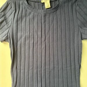 Bozzolo Blue Ribbed Short Sleeve Top Women’s